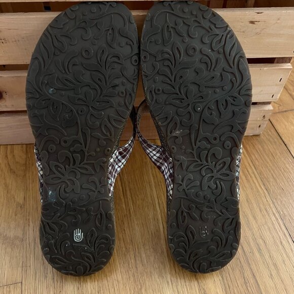 Teva Size 7.5 Brown Plaid Ventura Leather Toe Post Thong Flip Flop Sandals #6503 - Picture 14 of 16